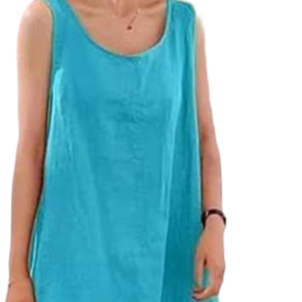 Lennie LYN New York teal blue linen maxie dress size 14 - Picture 4 of 9